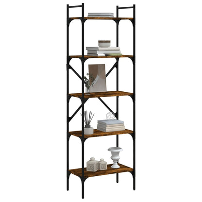 vidaXL Bookcase 5-Tier Smoked Oak 56x31,5x174 cm Engineered Wood
