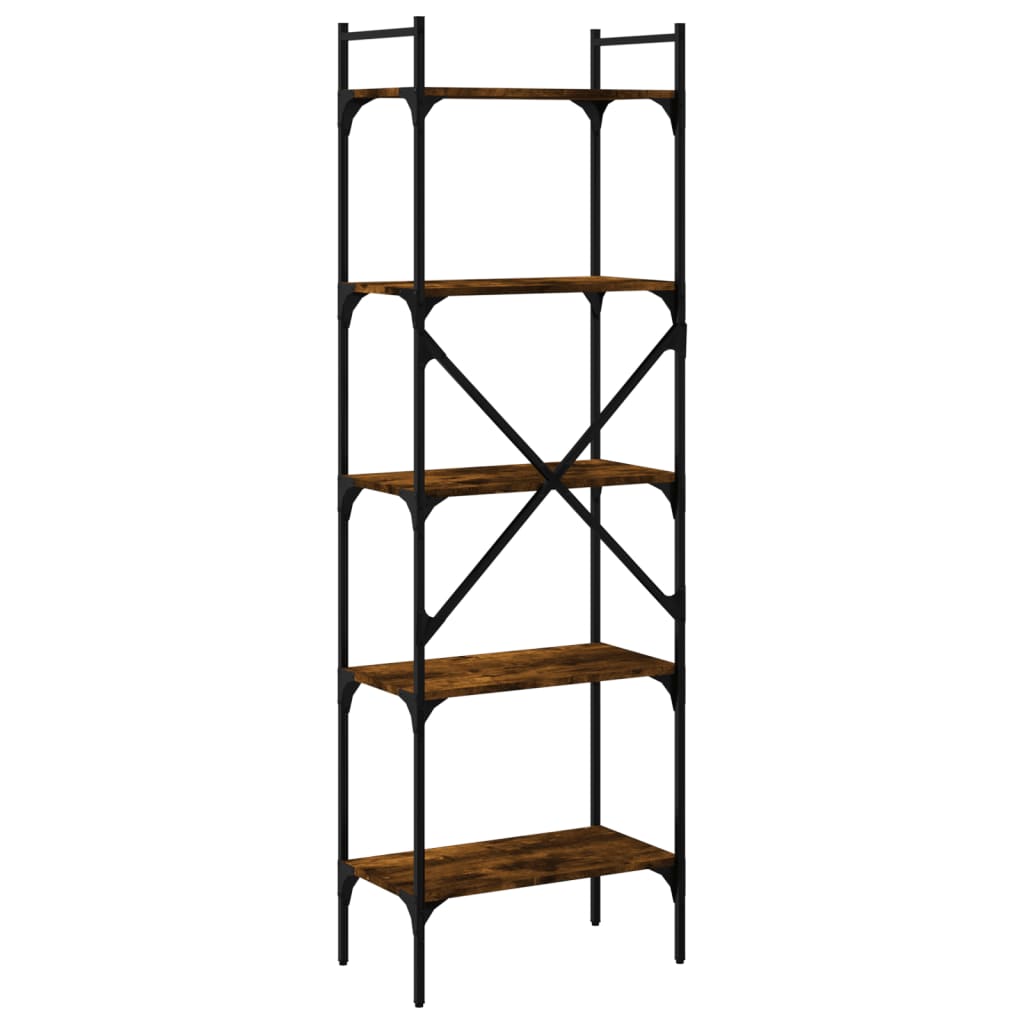 vidaXL Bookcase 5-Tier Smoked Oak 56x31,5x174 cm Engineered Wood