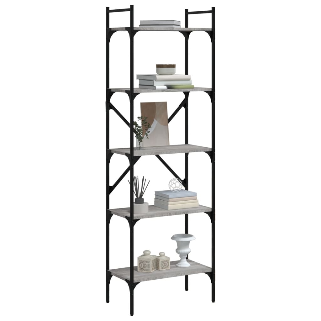 vidaXL Bookcase 5-Tier Grey Sonoma 56x31,5x174 cm Engineered Wood