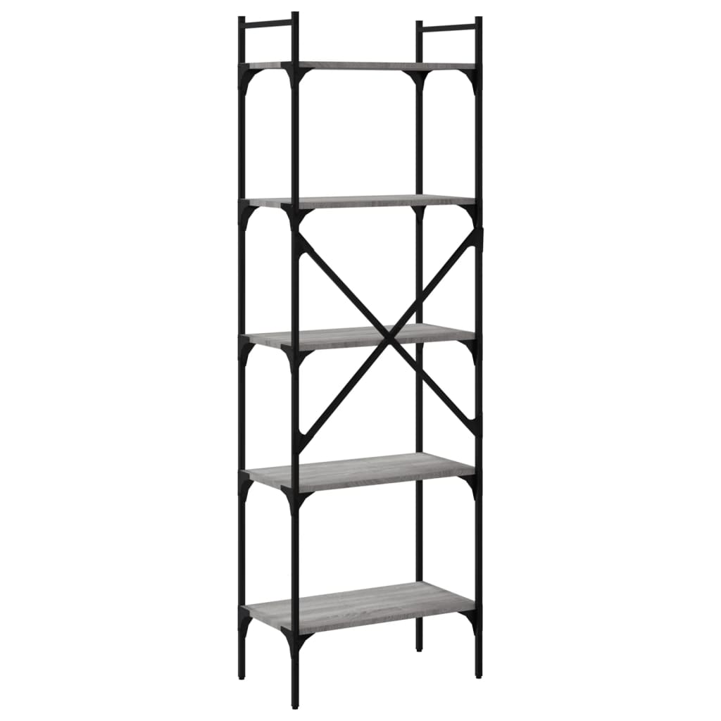 vidaXL Bookcase 5-Tier Grey Sonoma 56x31,5x174 cm Engineered Wood