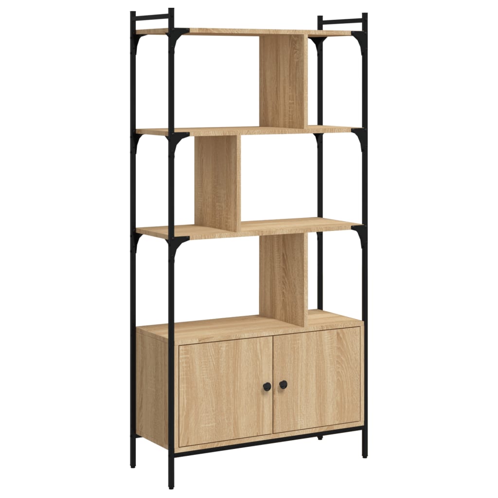 vidaXL Bookcase with Doors Sonoma Oak 76,5x30x154,5 cm Engineered Wood