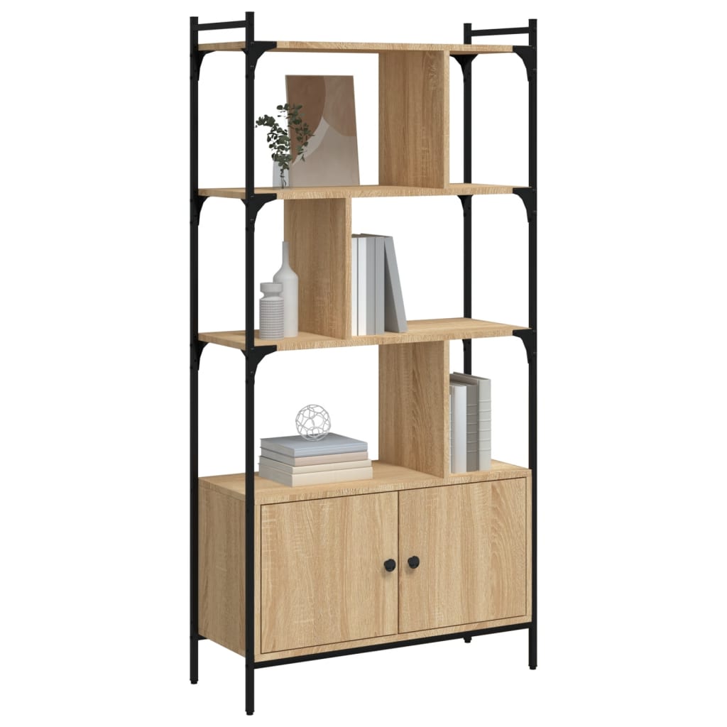 vidaXL Bookcase with Doors Sonoma Oak 76,5x30x154,5 cm Engineered Wood