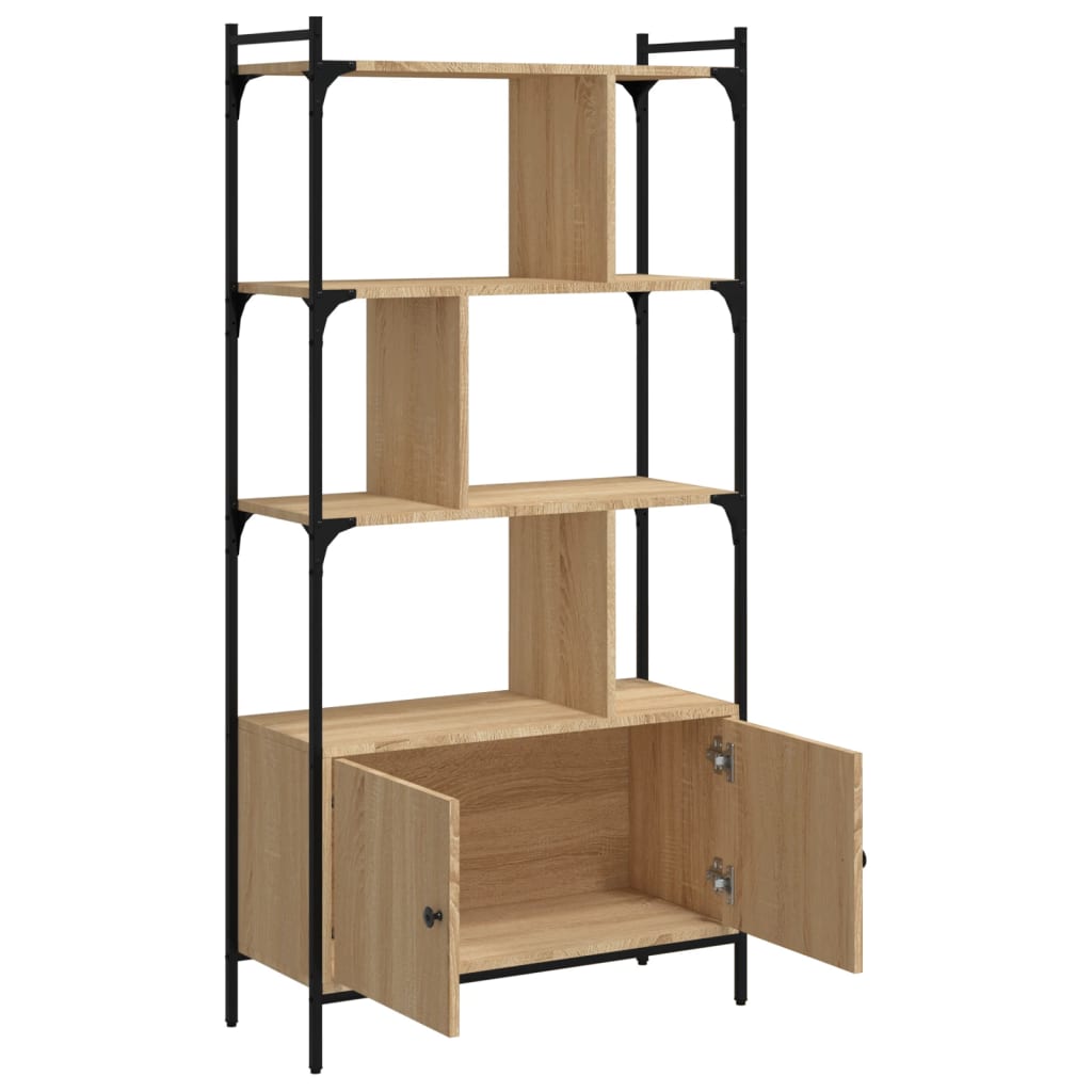 vidaXL Bookcase with Doors Sonoma Oak 76,5x30x154,5 cm Engineered Wood