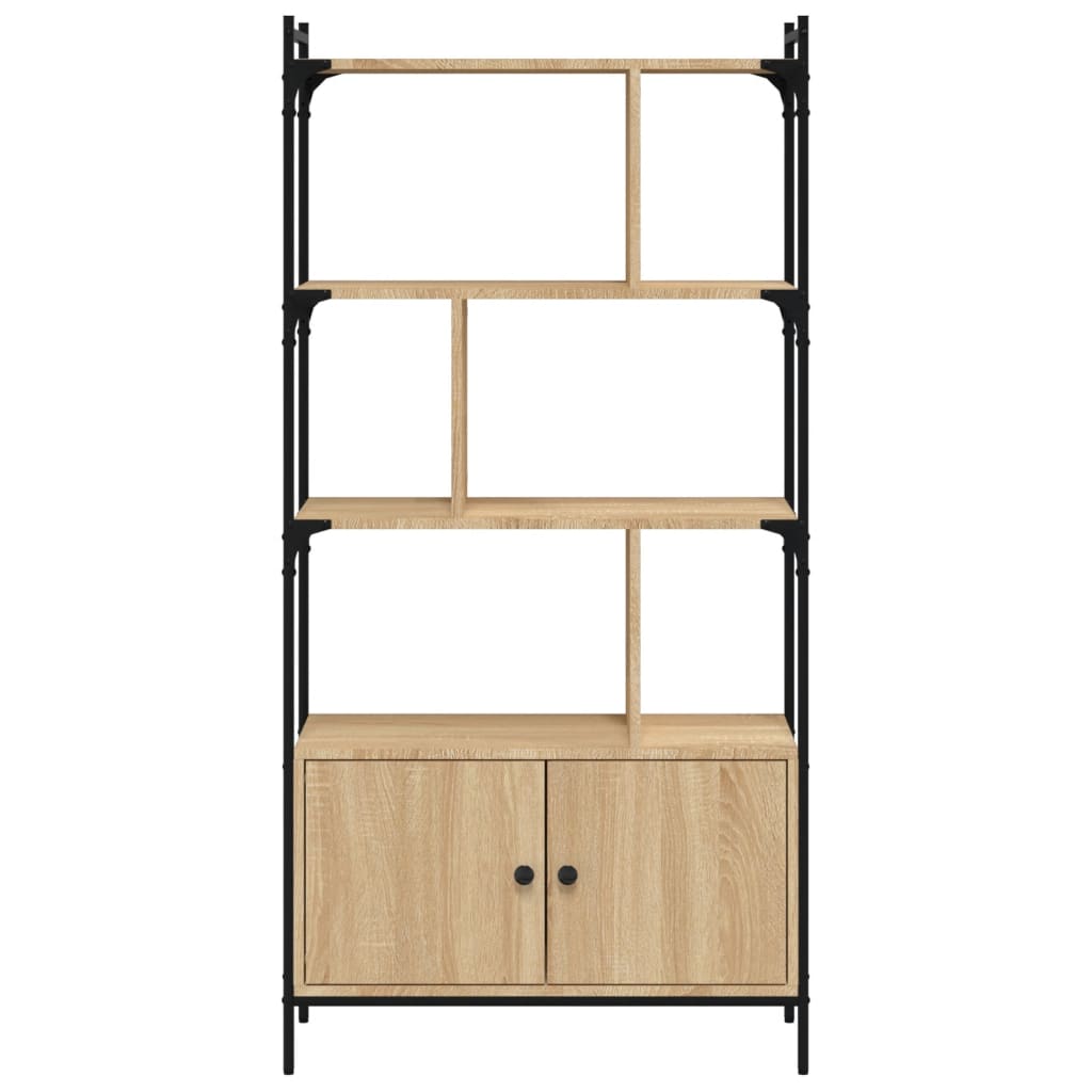 vidaXL Bookcase with Doors Sonoma Oak 76,5x30x154,5 cm Engineered Wood