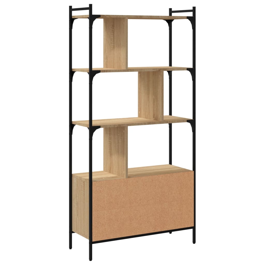 vidaXL Bookcase with Doors Sonoma Oak 76,5x30x154,5 cm Engineered Wood