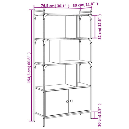 vidaXL Bookcase with Doors Sonoma Oak 76.5x30x154.5 cm Engineered Wood