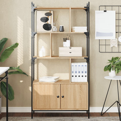 vidaXL Bookcase with Doors Sonoma Oak 76,5x30x154,5 cm Engineered Wood