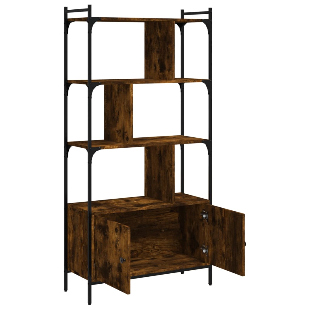 vidaXL Bookcase with Doors Smoked Oak 76.5x30x154.5 cm Engineered Wood