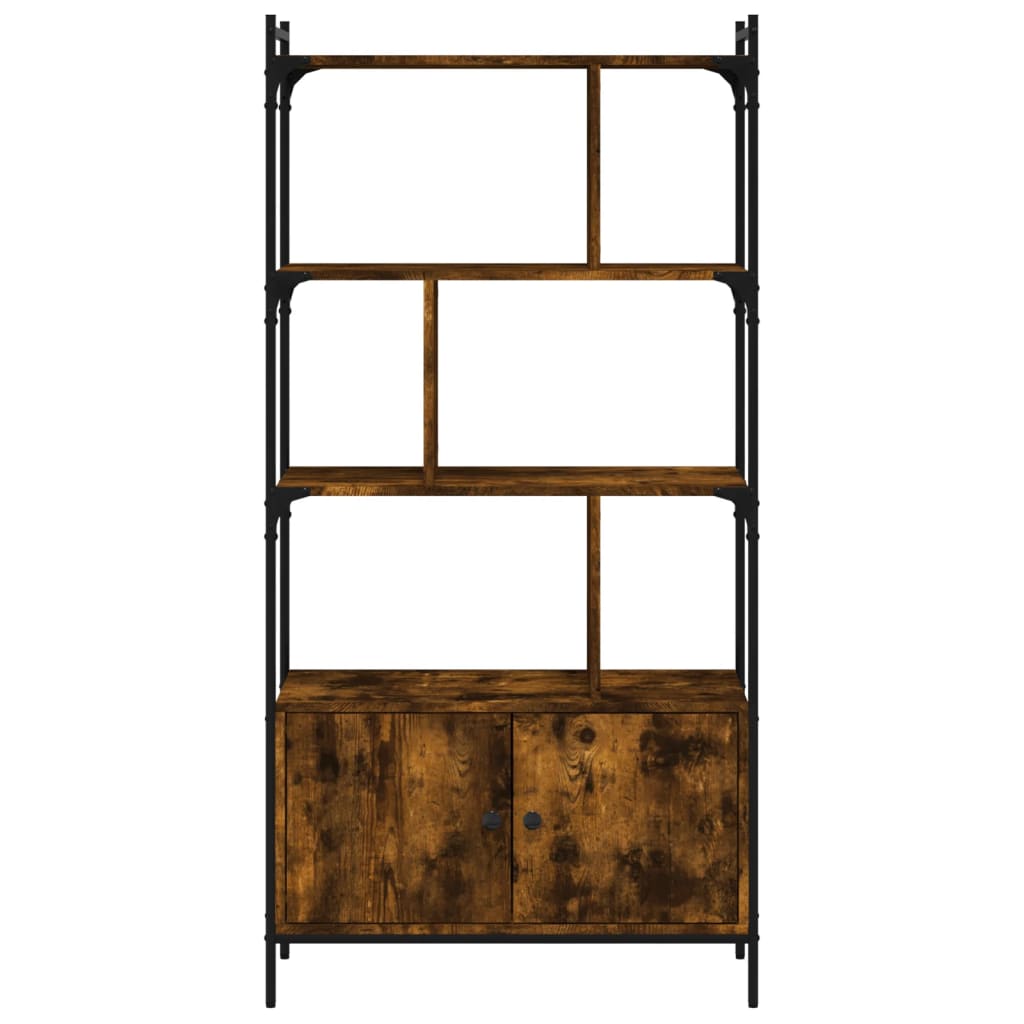 vidaXL Bookcase with Doors Smoked Oak 76.5x30x154.5 cm Engineered Wood