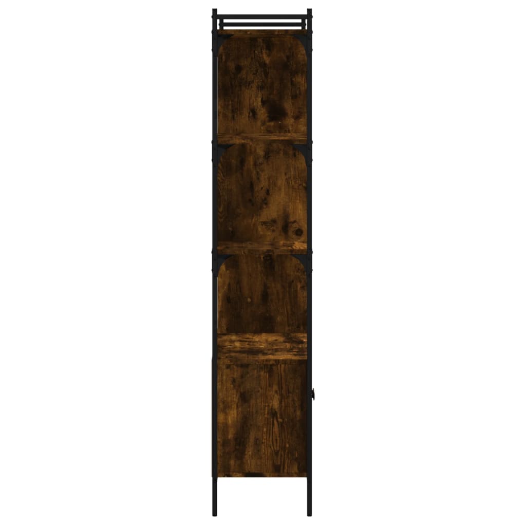 vidaXL Bookcase with Doors Smoked Oak 76.5x30x154.5 cm Engineered Wood