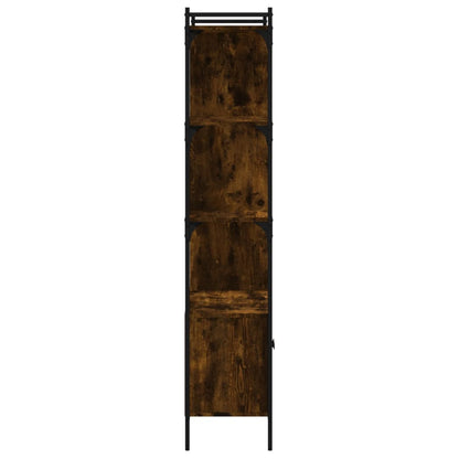 vidaXL Bookcase with Doors Smoked Oak 76.5x30x154.5 cm Engineered Wood
