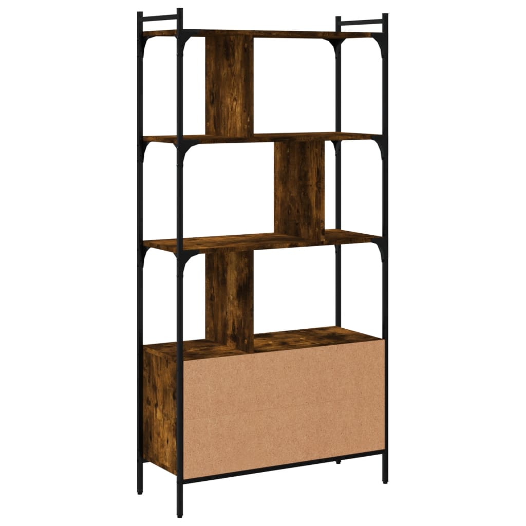 vidaXL Bookcase with Doors Smoked Oak 76.5x30x154.5 cm Engineered Wood