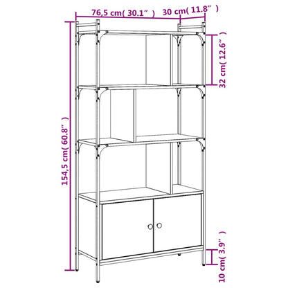 vidaXL Bookcase with Doors Smoked Oak 76.5x30x154.5 cm Engineered Wood