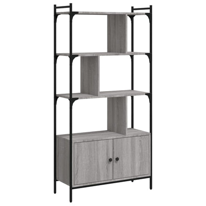 vidaXL Bookcase with Doors Grey Sonoma 76.5x30x154.5 cm Engineered Wood