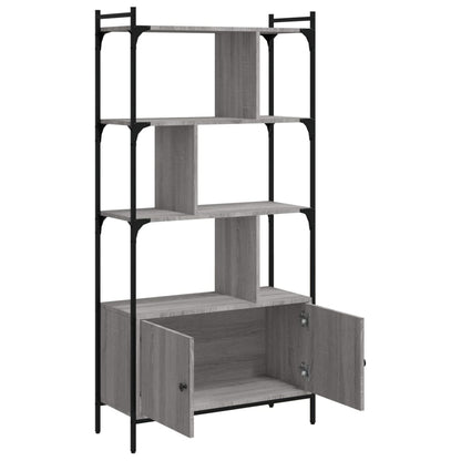 vidaXL Bookcase with Doors Grey Sonoma 76.5x30x154.5 cm Engineered Wood
