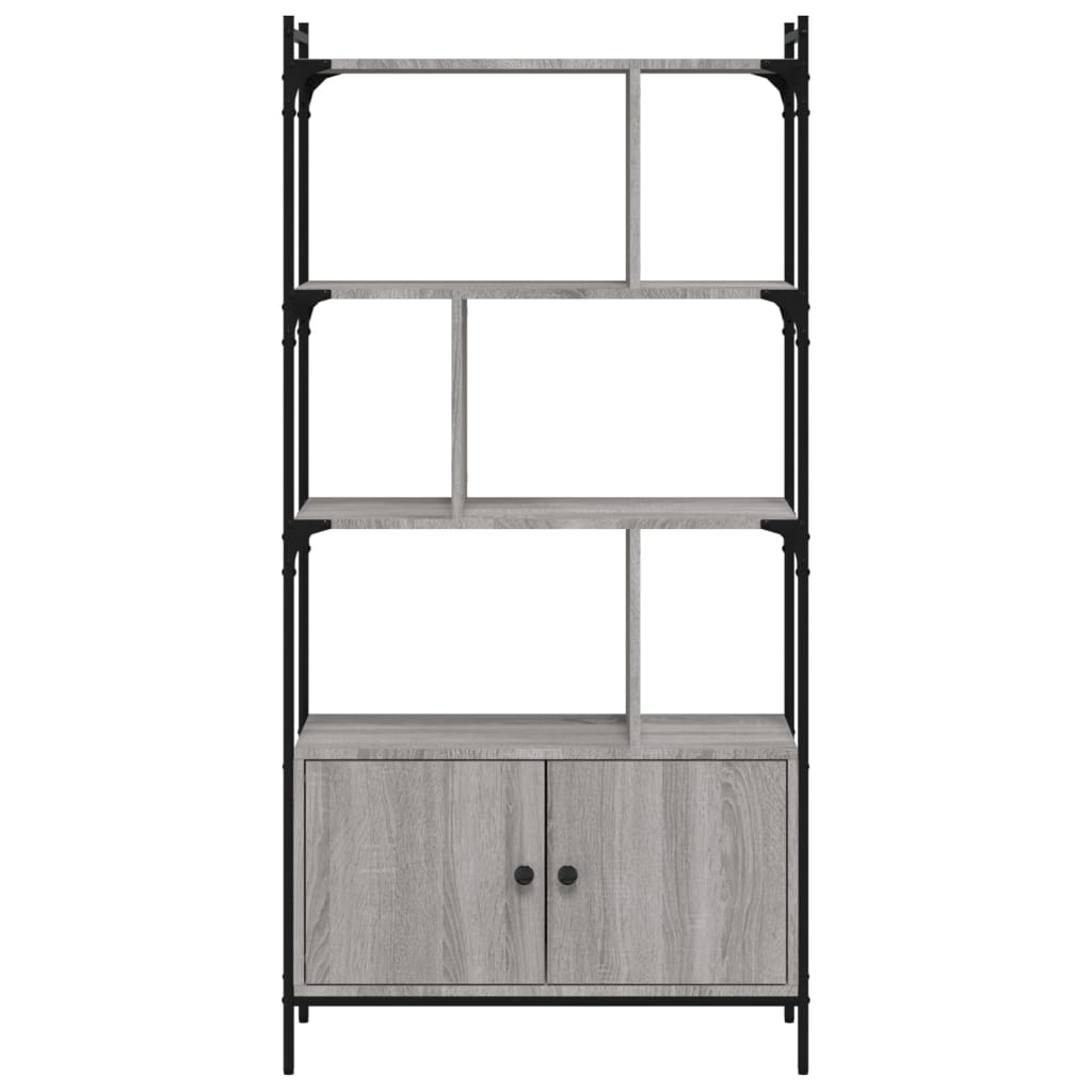 vidaXL Bookcase with Doors Grey Sonoma 76.5x30x154.5 cm Engineered Wood