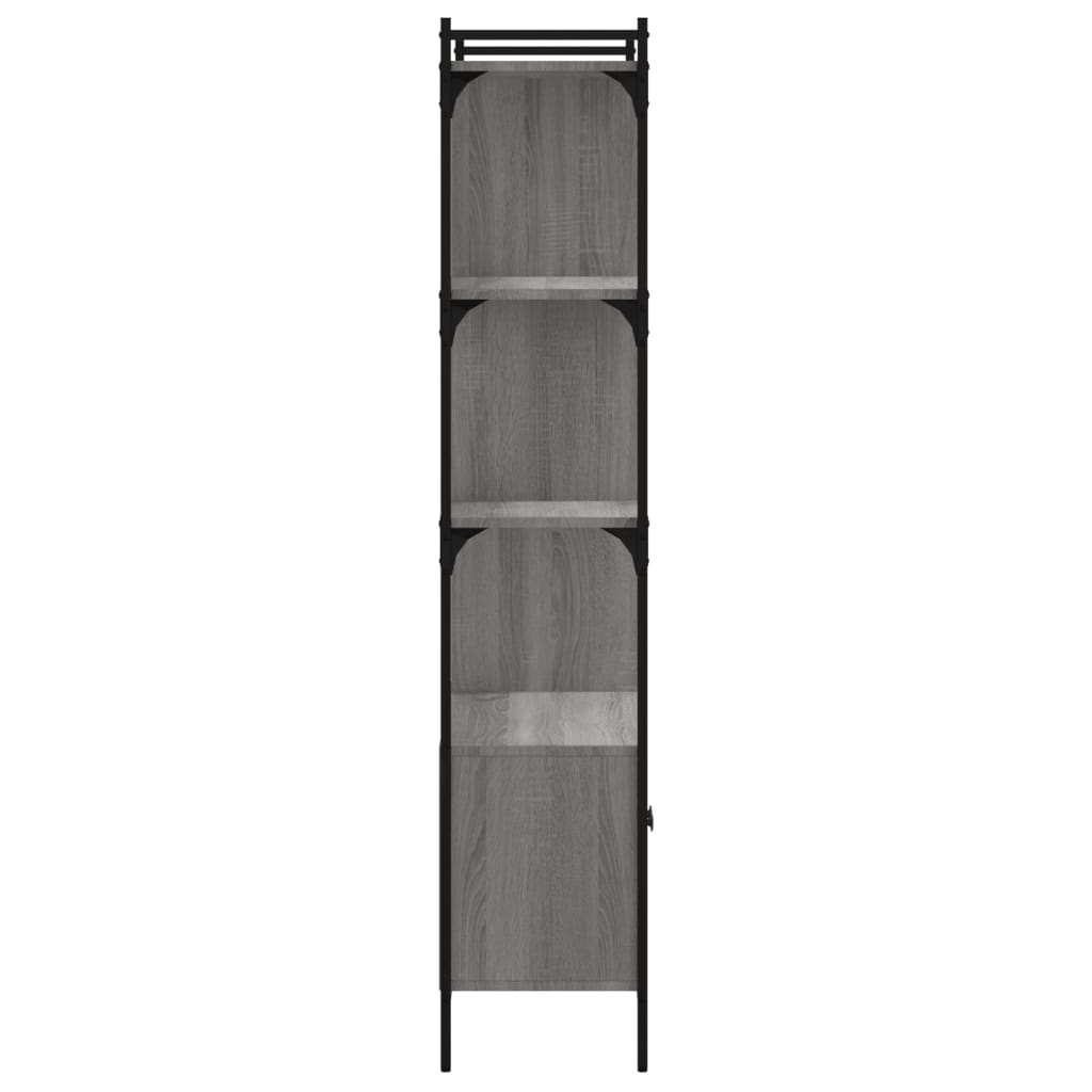 vidaXL Bookcase with Doors Grey Sonoma 76.5x30x154.5 cm Engineered Wood