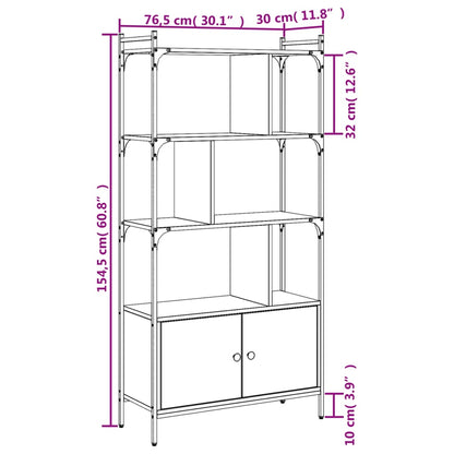 vidaXL Bookcase with Doors Grey Sonoma 76.5x30x154.5 cm Engineered Wood