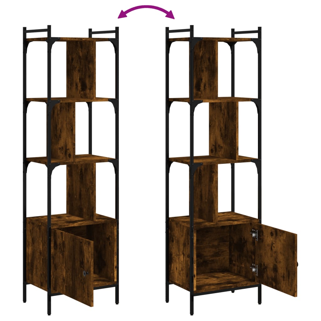 vidaXL Bookcase with Door Smoked Oak 44.5x30x154.5 cm Engineered Wood