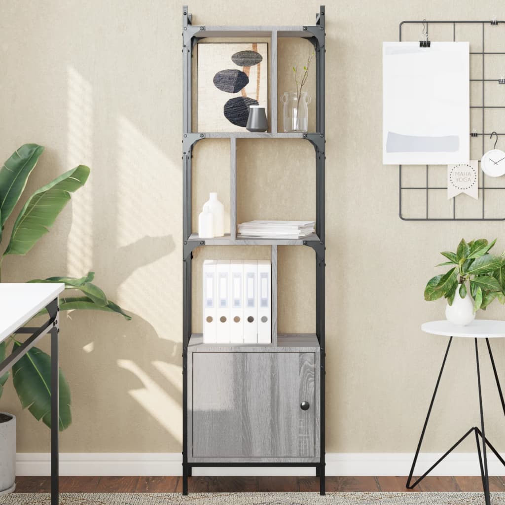 vidaXL Bookcase with Door Grey Sonoma 44.5x30x154.5 cm Engineered Wood