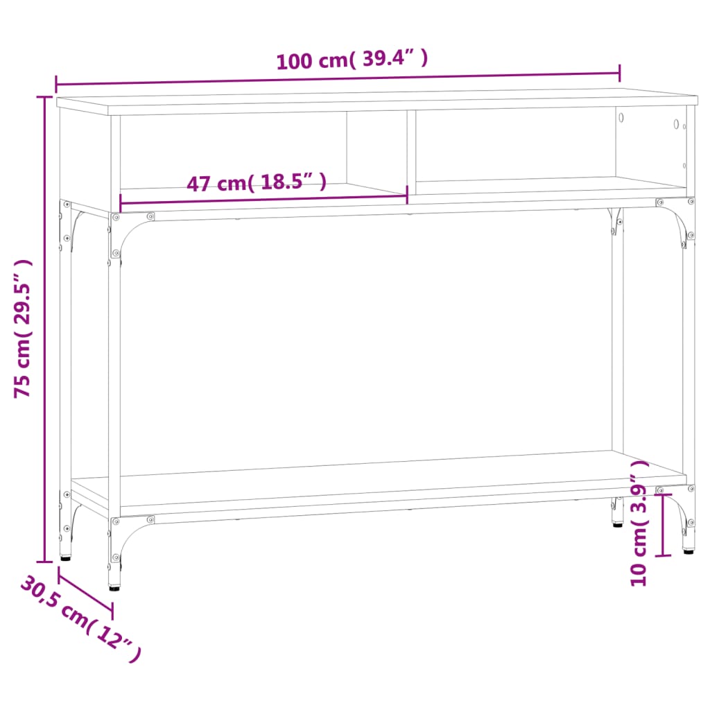 vidaXL Console Table Grey Sonoma 100x30,5x75 cm Engineered Wood