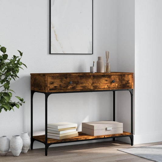 vidaXL Console Table Smoked Oak 100x34,5x75 cm Engineered Wood