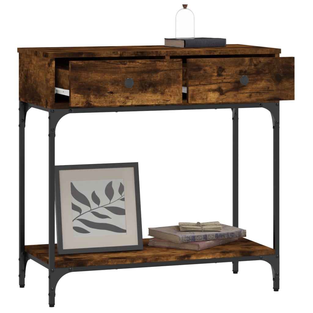 vidaXL Console Table Smoked Oak 75x34,5x75 cm Engineered Wood