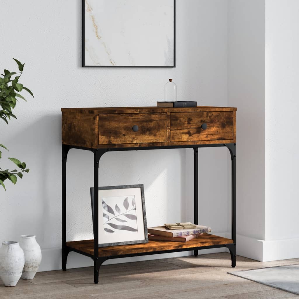 vidaXL Console Table Smoked Oak 75x34,5x75 cm Engineered Wood