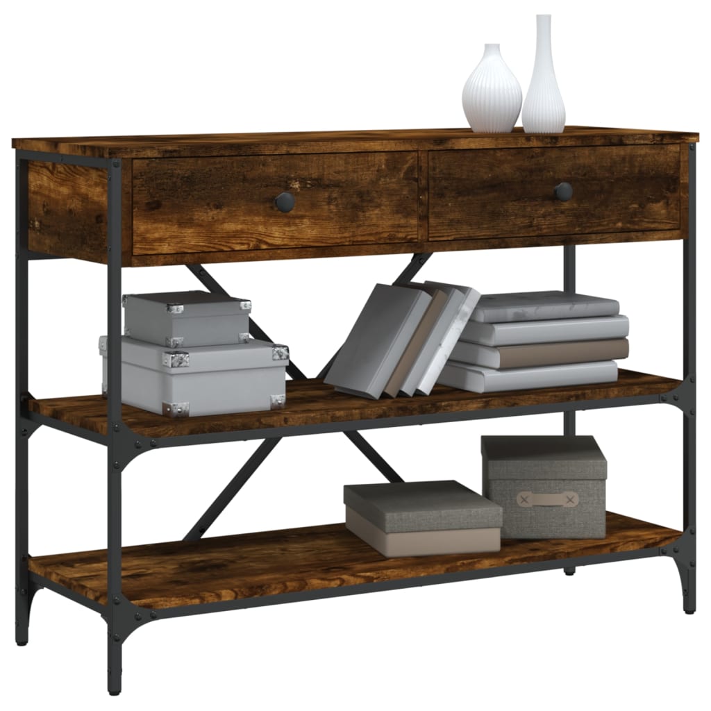 vidaXL Console Table with Drawers&Shelves Smoked Oak Engineered Wood