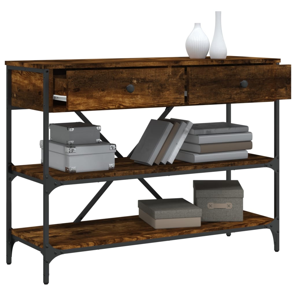 vidaXL Console Table with Drawers&Shelves Smoked Oak Engineered Wood