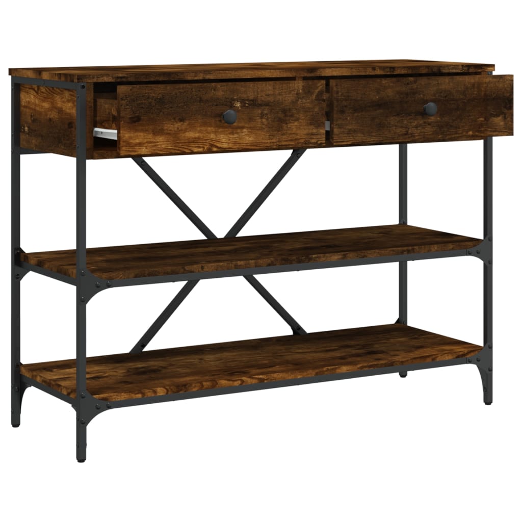 vidaXL Console Table with Drawers&Shelves Smoked Oak Engineered Wood