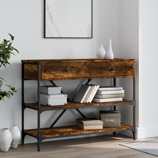 vidaXL Console Table with Drawers&Shelves Smoked Oak Engineered Wood