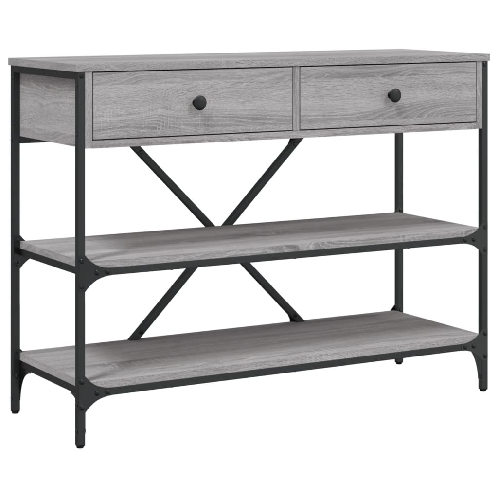 vidaXL Console Table with Drawers and Shelves Grey Sonoma Engineered Wood