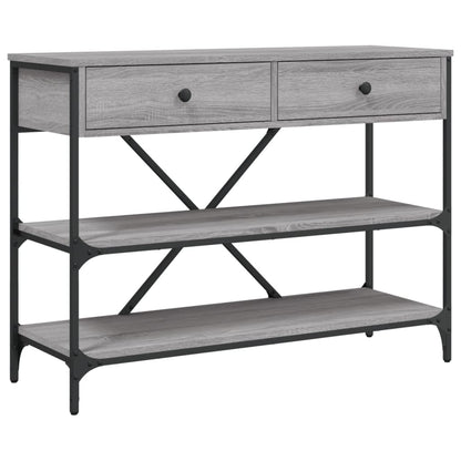 vidaXL Console Table with Drawers and Shelves Grey Sonoma Engineered Wood