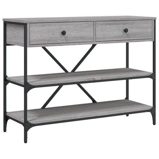vidaXL Console Table with Drawers and Shelves Grey Sonoma Engineered Wood