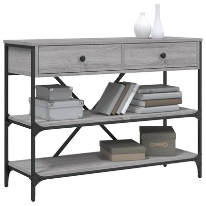 vidaXL Console Table with Drawers and Shelves Grey Sonoma Engineered Wood