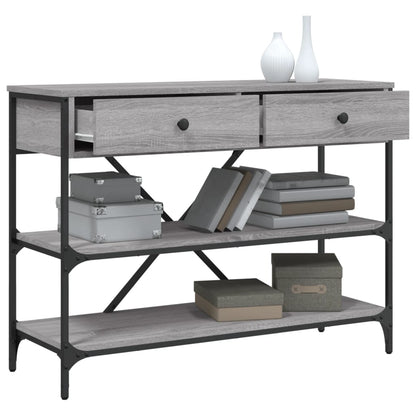 vidaXL Console Table with Drawers and Shelves Grey Sonoma Engineered Wood