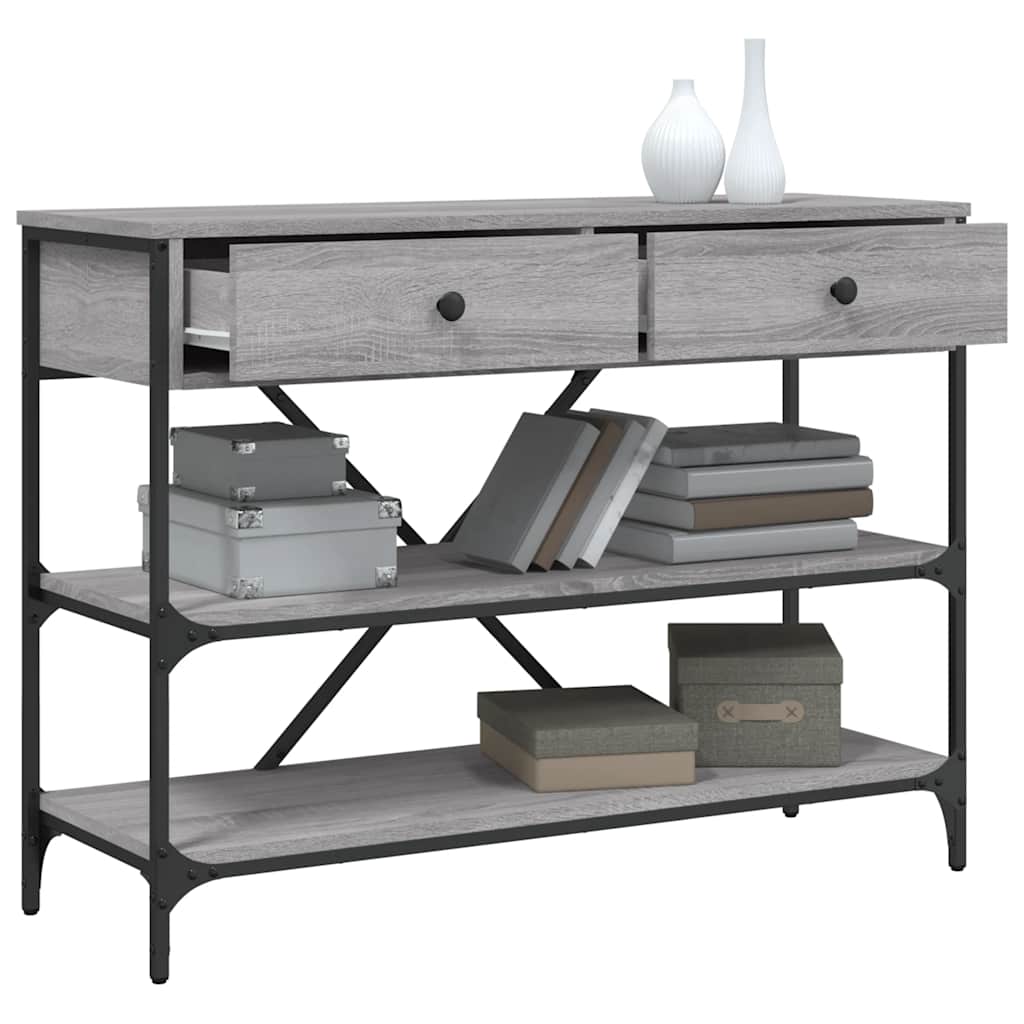 vidaXL Console Table with Drawers&Shelves Grey Sonoma Engineered Wood
