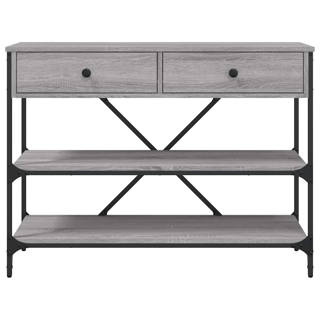 vidaXL Console Table with Drawers and Shelves Grey Sonoma Engineered Wood