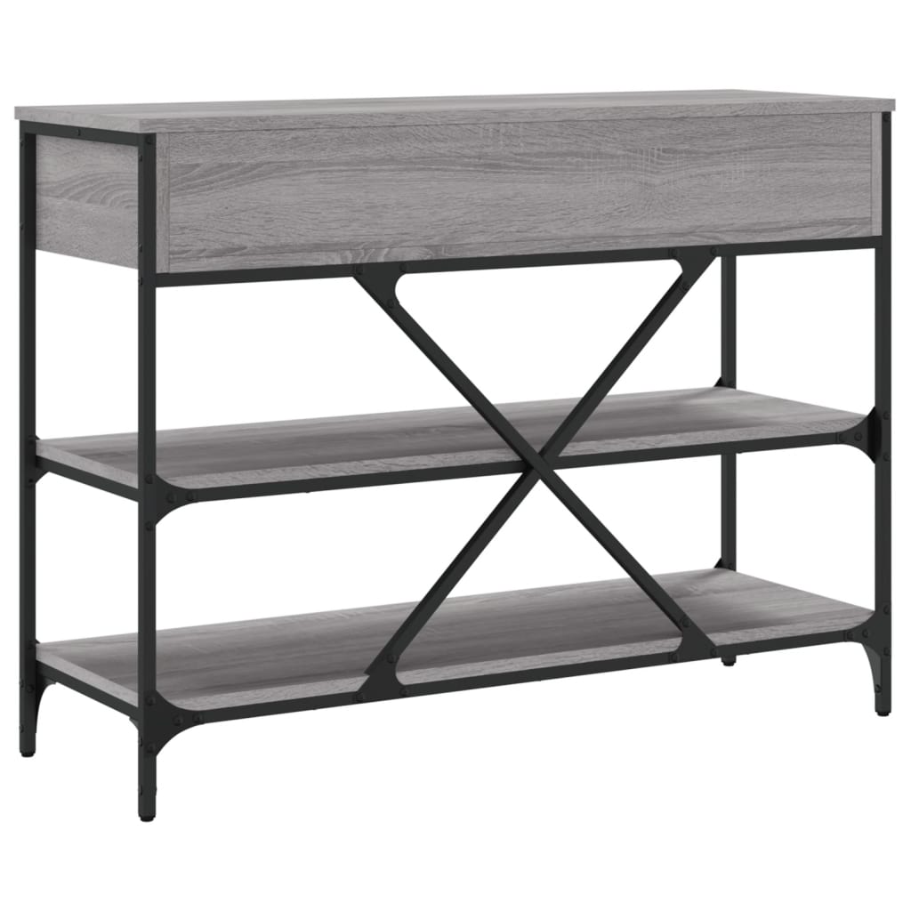 vidaXL Console Table with Drawers and Shelves Grey Sonoma Engineered Wood