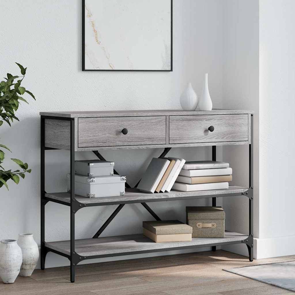 vidaXL Console Table with Drawers&Shelves Grey Sonoma Engineered Wood