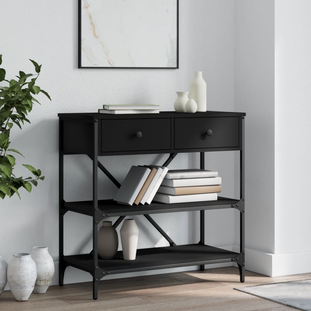 vidaXL Console Table Black 75x34,5x75 cm Engineered Wood