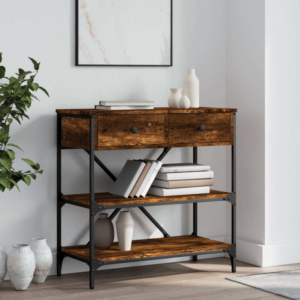 vidaXL Console Table Smoked Oak 75x34,5x75 cm Engineered Wood