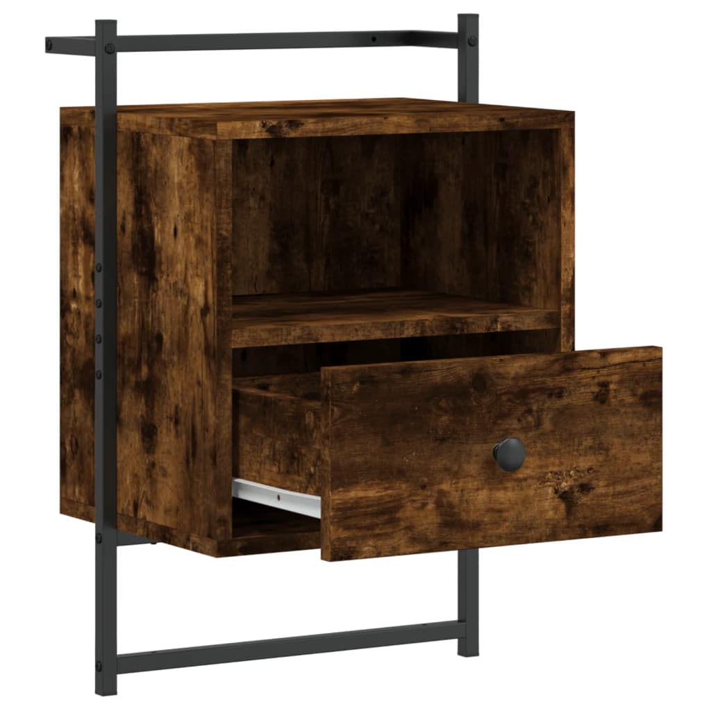 vidaXL Bedside Cabinets Wall-mounted 2 pcs Smoked Oak 40x30x61 cm Engineered Wood