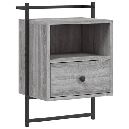 vidaXL Bedside Cabinet Wall-mounted Grey Sonoma 40x30x61 cm Engineered Wood