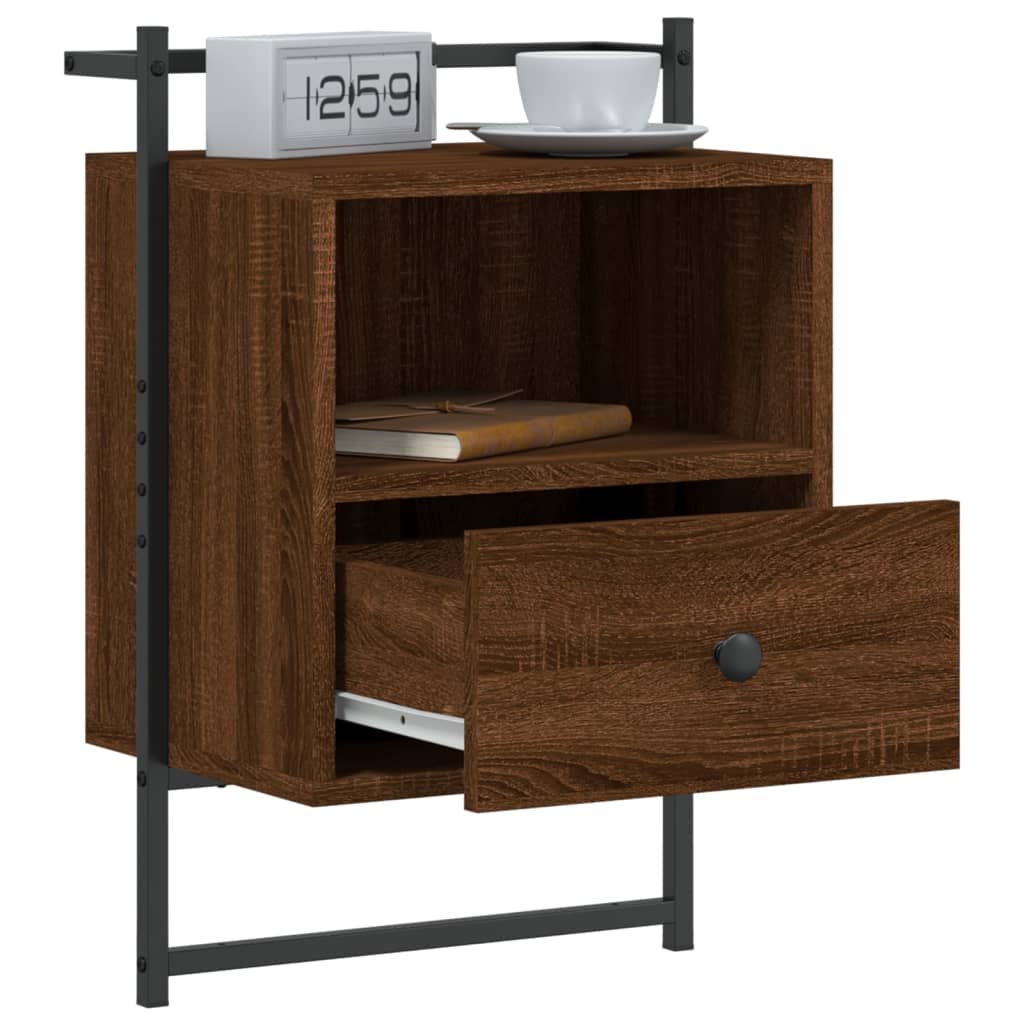 vidaXL Bedside Cabinets Wall-mounted 2 pcs Brown Oak 40x30x61 cm Engineered Wood