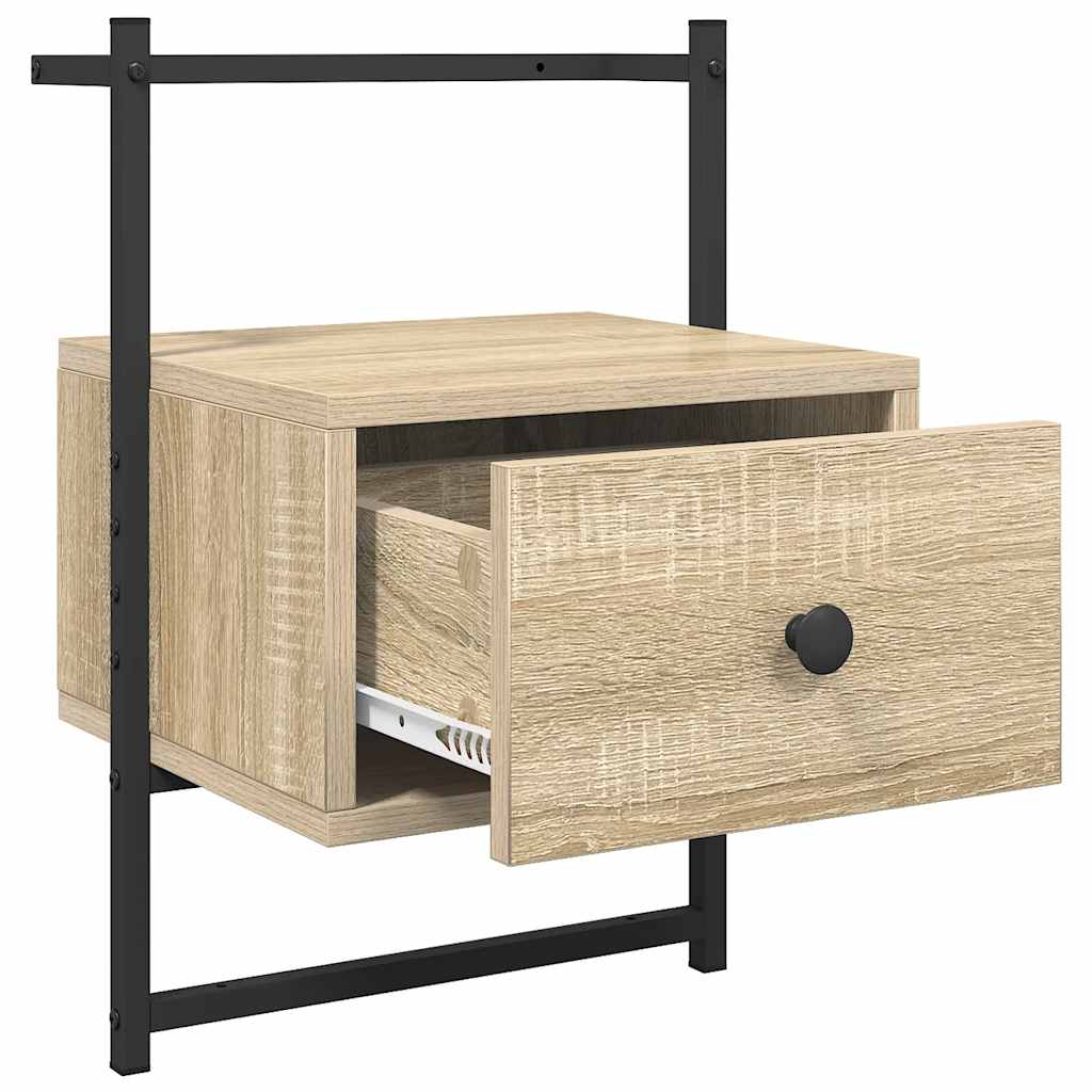 vidaXL Bedside Cabinet Wall-mounted Sonoma Oak 35x30x51 cm Engineered Wood
