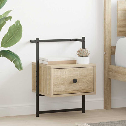 vidaXL Bedside Cabinet Wall-mounted Sonoma Oak 35x30x51 cm Engineered Wood