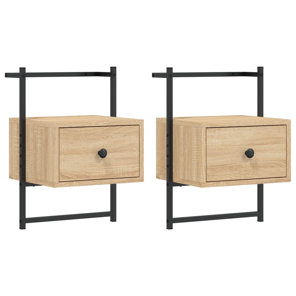 vidaXL Bedside Cabinets Wall-mounted 2 pcs Sonoma Oak 35x30x51 cm Engineered Wood