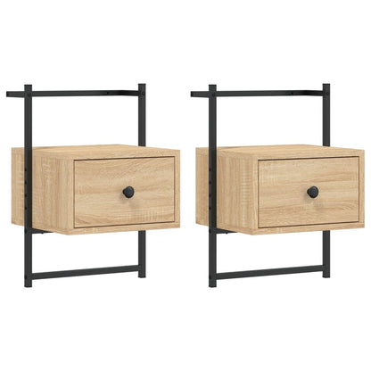 vidaXL Bedside Cabinets Wall-mounted 2 pcs Sonoma Oak 35x30x51 cm Engineered Wood